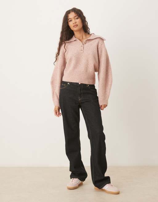 ASOS DESIGN waisted polo shirt in pink