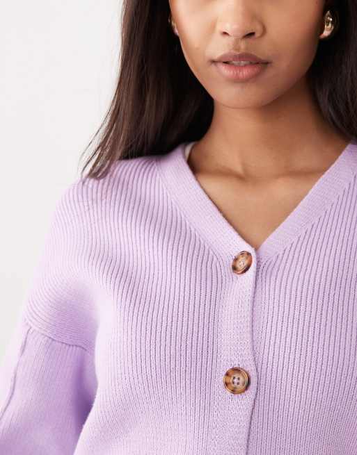 ASOS DESIGN waisted structured cardigan in lilac, 3 of 4