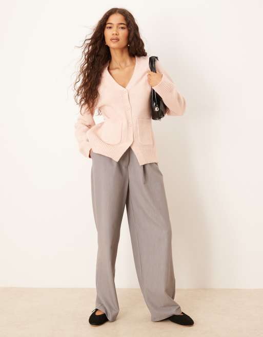 ASOS DESIGN waisted v neck cardigan with pocket detail in
