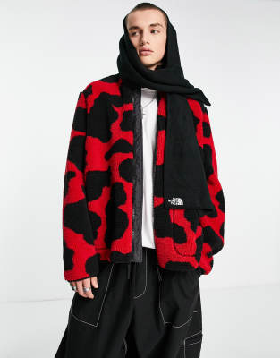 ASOS DESIGN WALKER JACKET IN RED COW PRINT-MULTI 
