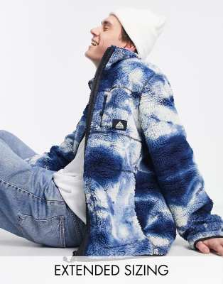 ASOS DESIGN walker jacket in tie dye borg with branding