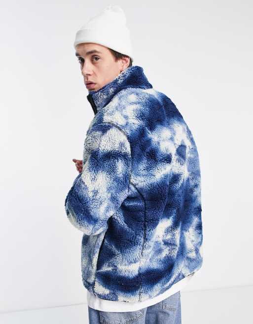 ASOS DESIGN walker jacket in tie dye borg with branding | ASOS