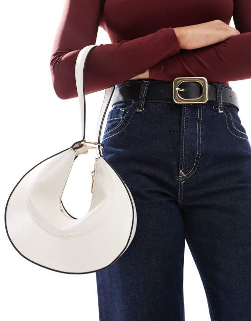 ASOS DESIGN – Wandelbare Schulter- und Clutch-Cookie-Tasche in Weiß mit geschwungenem-Design, 2 von 4