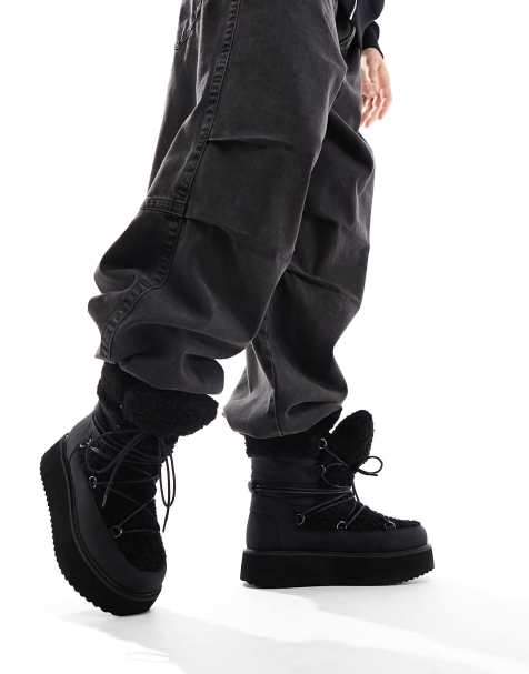 ASOS DESIGN - Wandelschoenen met veters en borg in zwart - view 1