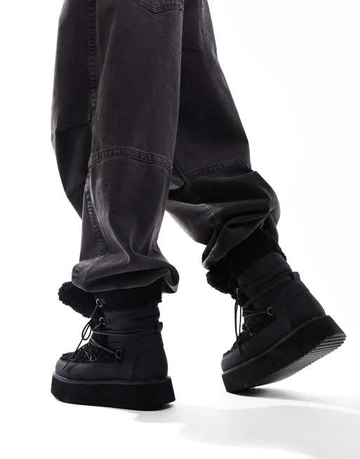 ASOS DESIGN - Wandelschoenen met veters en borg in zwart, 2 van 4