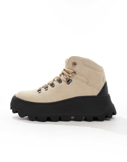 ASOS DESIGN - Wandelschoenen met veters en dikke zool in stone, 2 van 4