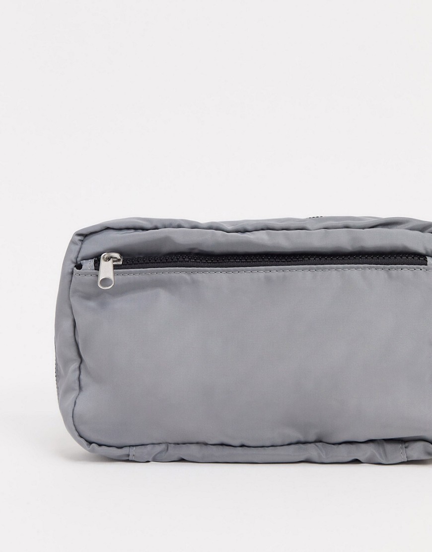 Asos Design Wash Bag In Gray-black