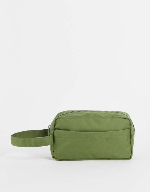 ASOS DESIGN wash bag in khaki nylon ASOS