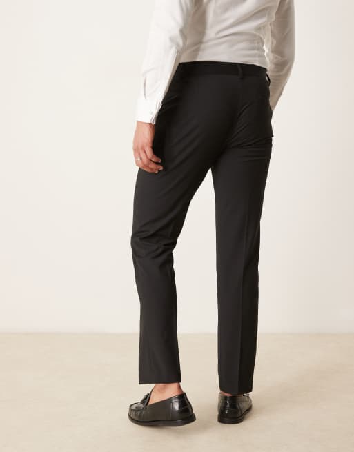 ASOS DESIGN washable slim suit pants with wool in black