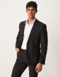 [ASOS DESIGN] ASOS DESIGN washable slim suit jacket with lightweight worsted wool in black Chest 38 Short BLACK