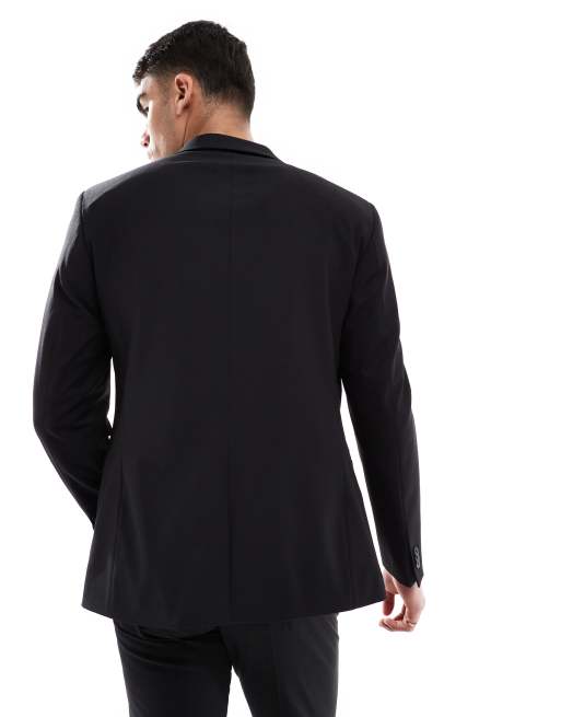 ASOS DESIGN washable slim suit jacket with lightweight worsted wool in black, 2 of 5