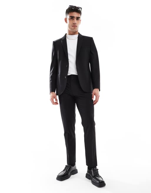 ASOS DESIGN washable slim suit jacket with lightweight worsted wool in black, 5 of 5