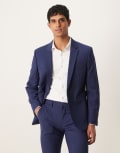 [ASOS DESIGN] ASOS DESIGN washable slim suit jacket with lightweight worsted wool in blue Chest 38 Short Indigo
