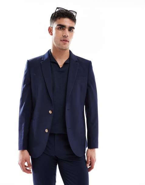ASOS DESIGN washable slim suit jacket with lightweight worsted wool in navy - NAVY - view 1
