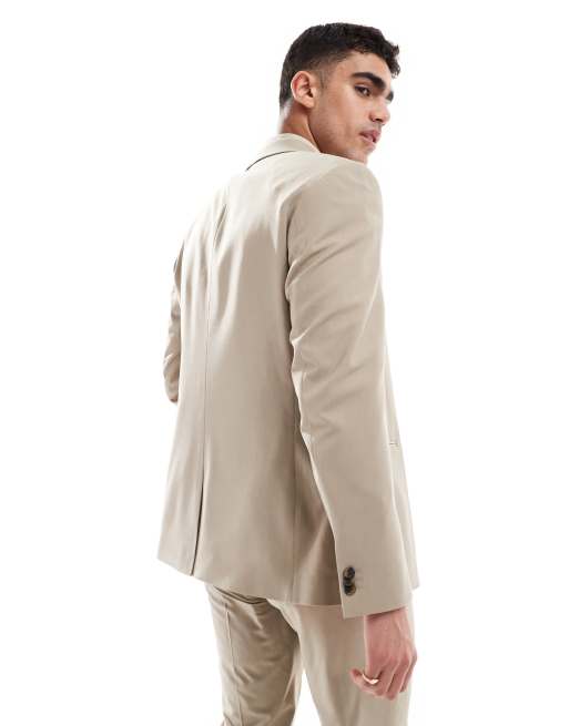 ASOS DESIGN washable slim suit jacket with lightweight worsted wool in neutral, 2 of 5