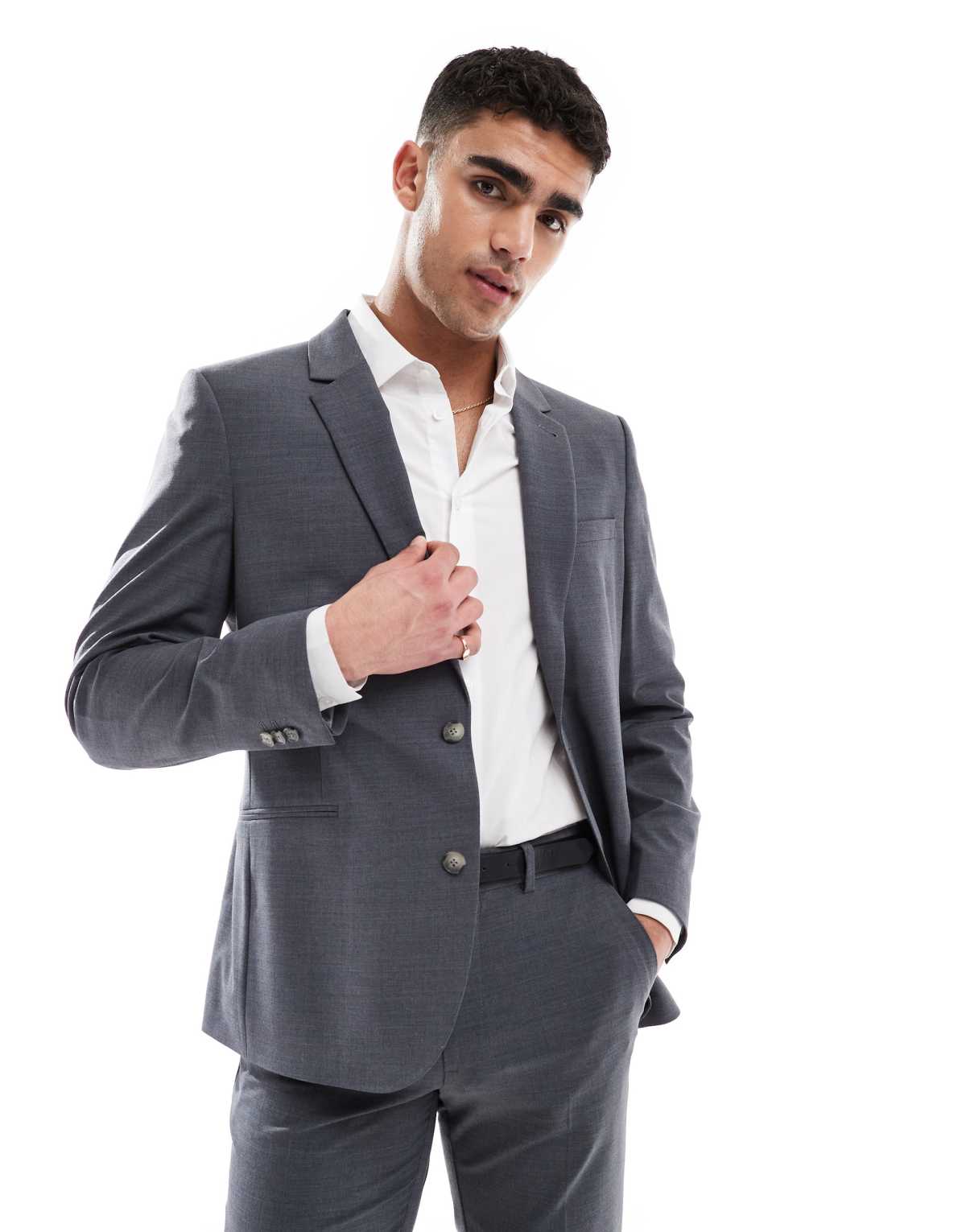 ASOS DESIGN washable slim suit jacket with wool in charcoal