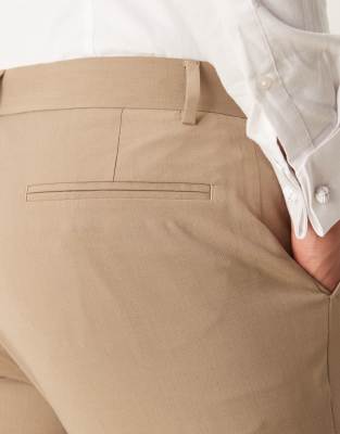 ASOS DESIGN washable slim wool mix suit pants in beige
