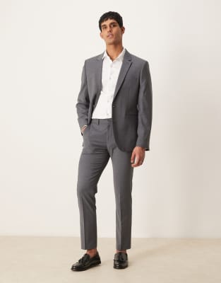 ASOS DESIGN ASOS DESIGN washable slim suit trousers with lightweight worsted wool in charcoal-Grey