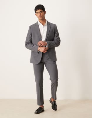 asos ASOS DESIGN washable slim suit with wool in charcoal