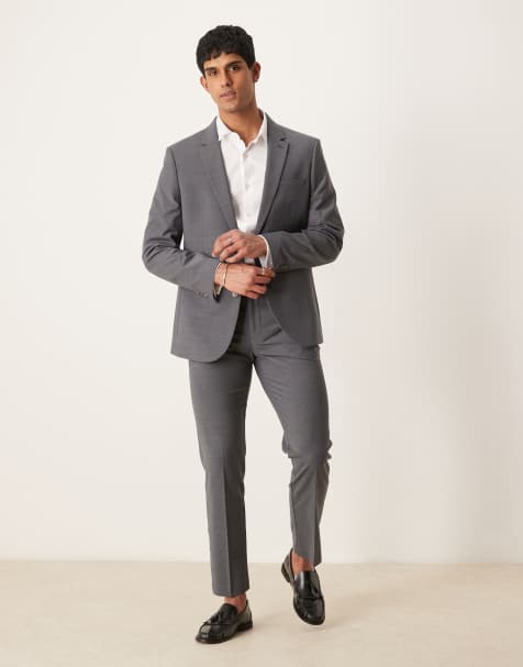 ASOS DESIGN washable slim suit with wool in charcoal - view 1