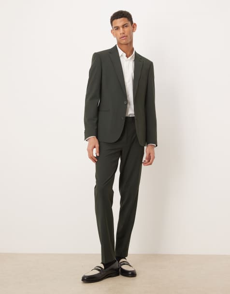 ASOS DESIGN washable wool skinny suit jacket in dark green - view 2