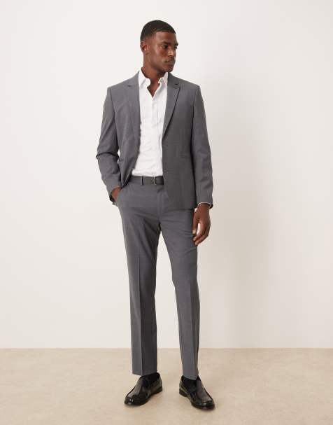 ASOS DESIGN washable wool slim suit in charcoal - view 1