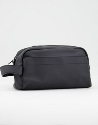 ASOS DESIGN washbag in coated black faux leather