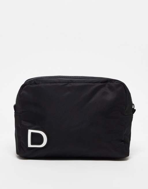 ASOS DESIGN washbag in with D initial in black | ASOS