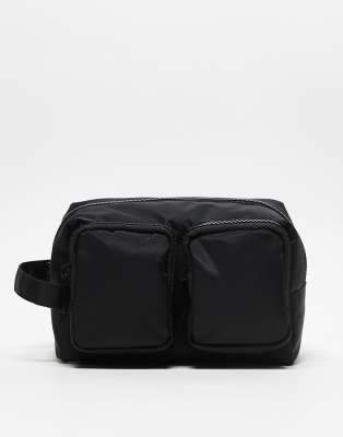 ASOS DESIGN ASOS DESIGN washbag with front pockets in black
