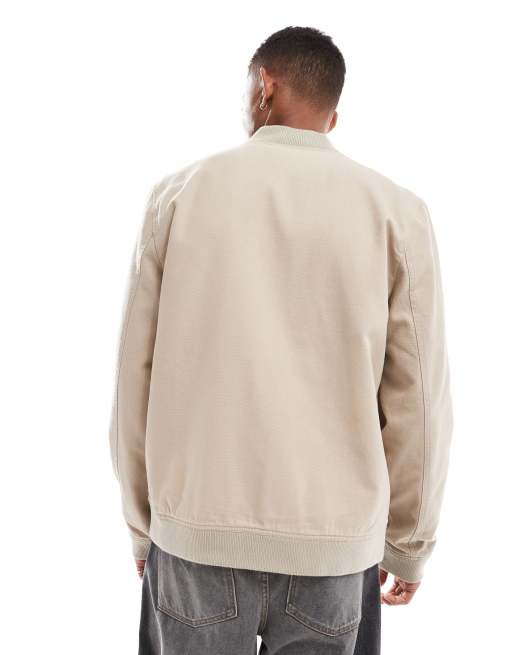 ASOS DESIGN washed bomber jacket in beige ASOS