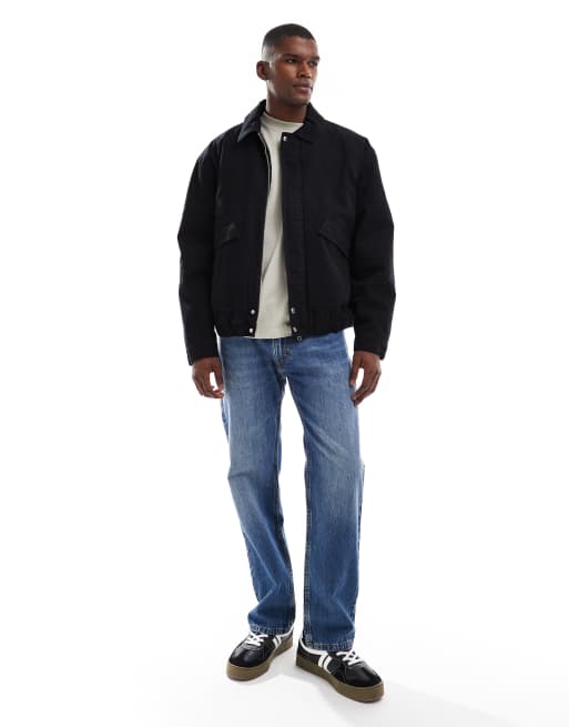 ASOS DESIGN washed bomber jacket in black, 2 of 5