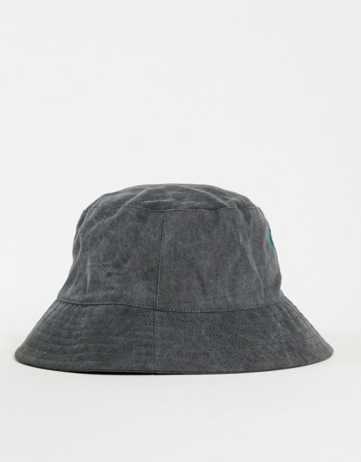 ASOS DESIGN washed bucket hat with cherry embroidery in black