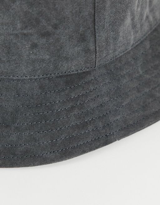 Cotton bucket hat with embroidery in black