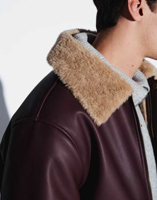 ASOS DESIGN washed burgundy aviator jacket, 3 of 9