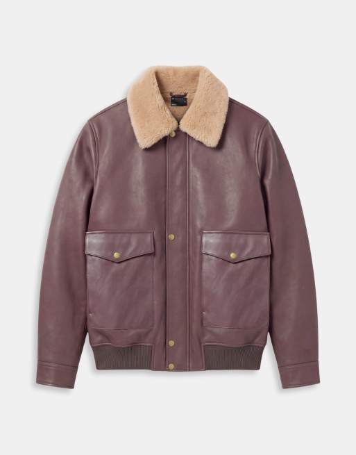 ASOS DESIGN washed burgundy aviator jacket, 6 of 9