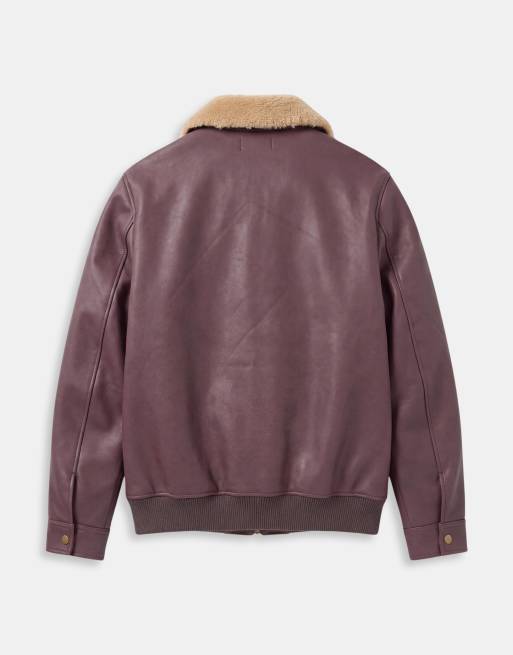 ASOS DESIGN washed burgundy aviator jacket, 7 of 9
