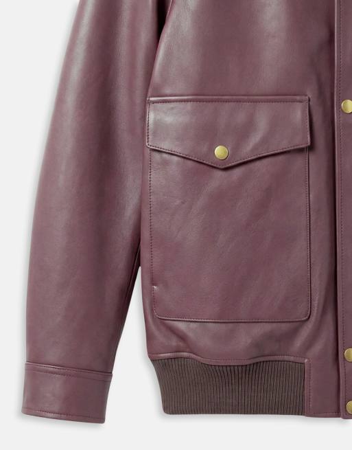 ASOS DESIGN washed burgundy aviator jacket, 8 of 9