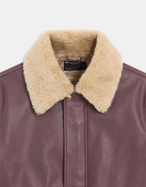 ASOS DESIGN washed burgundy aviator jacket, 9 of 9
