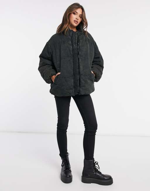 Canvas cheap puffer jacket