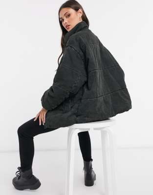 washed black puffer jacket