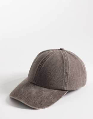 Asos Design Washed Cap In Brown