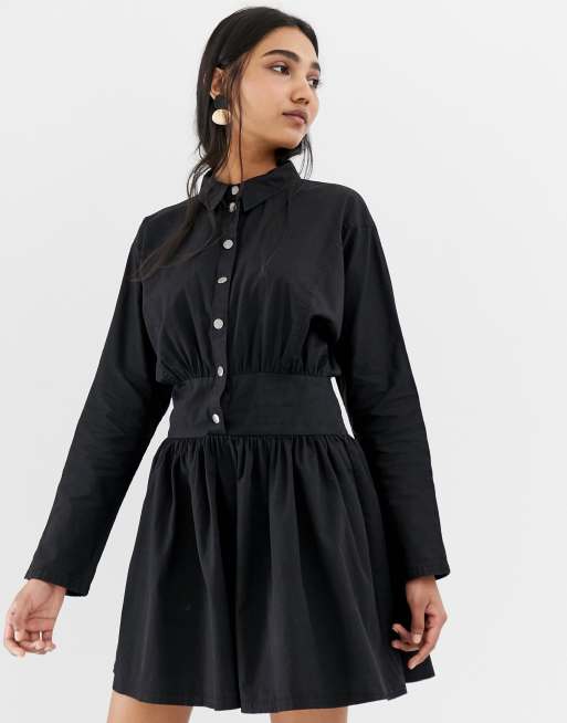 ASOS DESIGN washed casual mini shirt dress