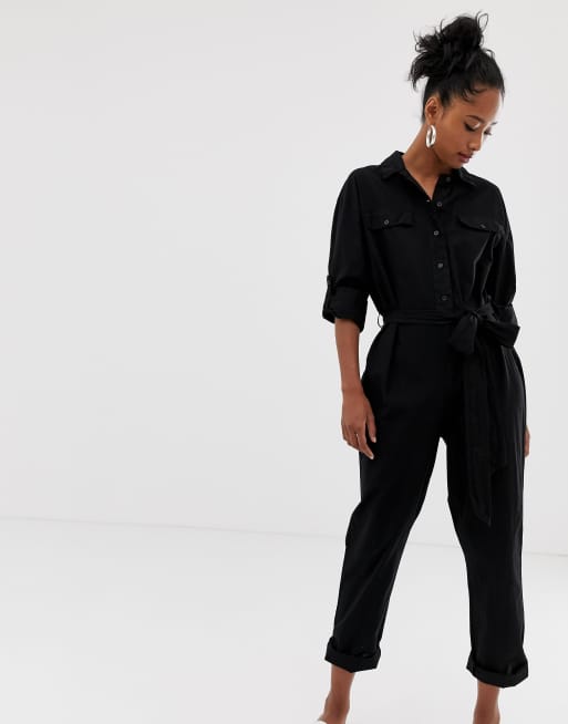ASOS DESIGN washed cotton boilersuit