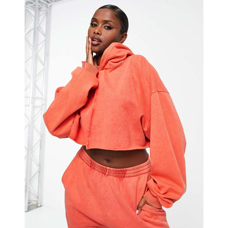 ASOS DESIGN washed cropped hoodie in red | ASOS