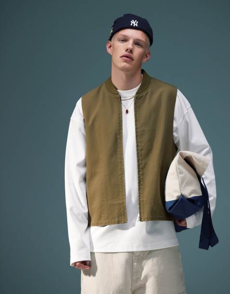 ASOS DESIGN washed gilet in khaki - view 1