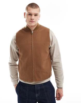 ASOS DESIGN washed gilet in tan-Brown