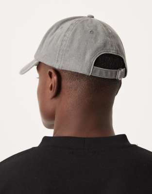 Asos Design Washed Gray Cap With Embroidery In Gray