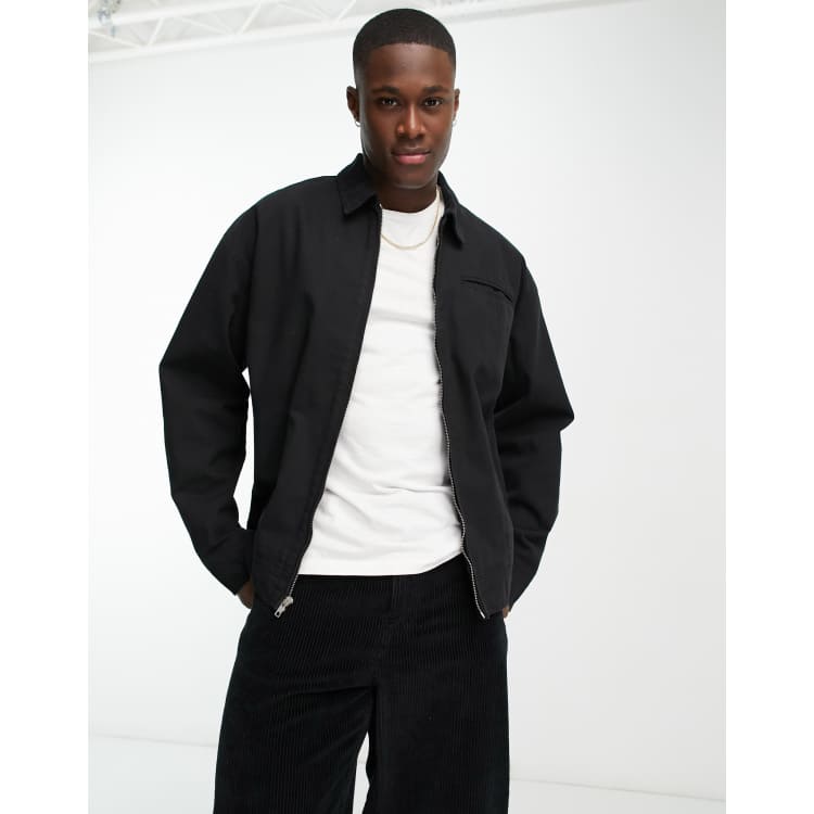 ASOS DESIGN harrington jacket with funnel neck in black