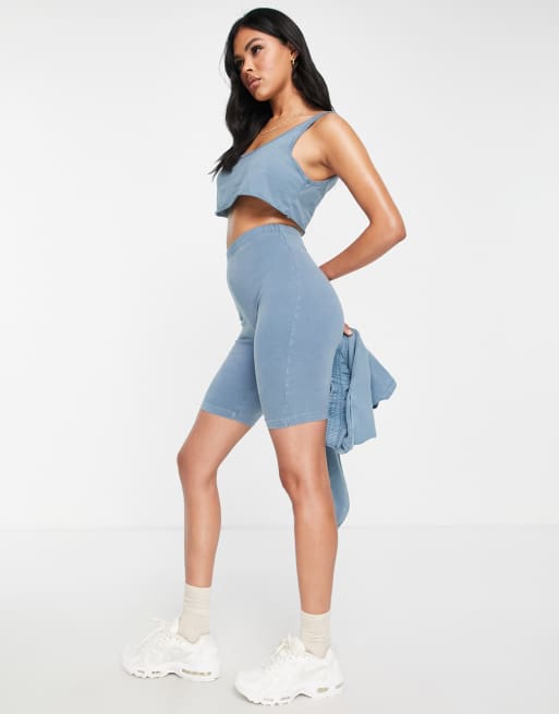 ASOS DESIGN washed legging short in blue