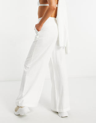 wide leg trousers white